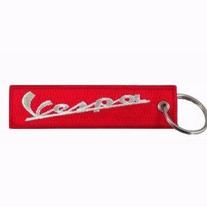 Vespa Red-White Key Chain Embroidered - NEW FAST SHIP